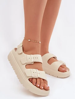 Dámské pěnové sandály na platformě Big Star model 22100692 světle béžové - Big Star Shoes