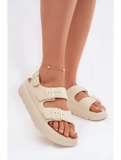 Dámské pěnové sandály na platformě Big Star model 22100692 světle béžové - Big Star Shoes