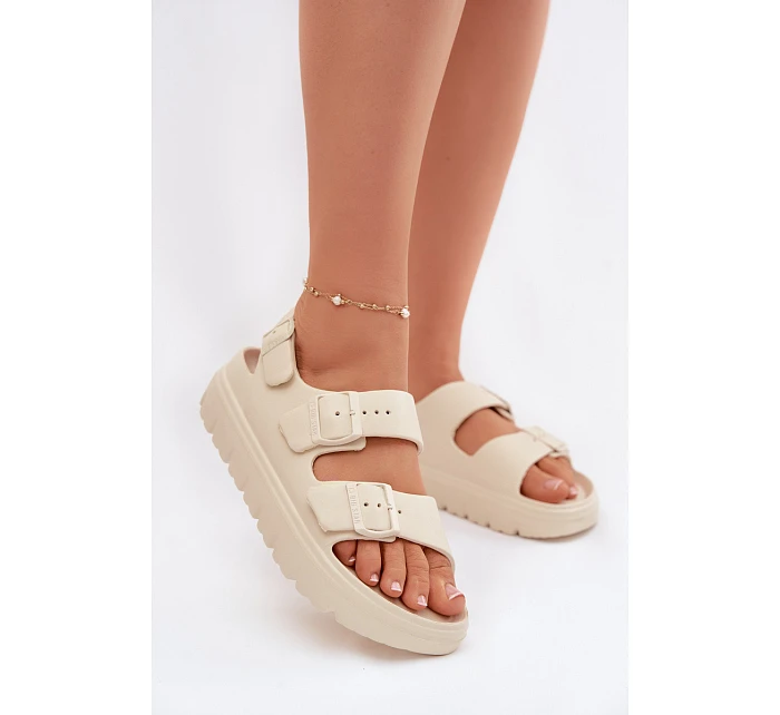 Dámské pěnové sandály na platformě Big Star model 22100692 světle béžové - Big Star Shoes