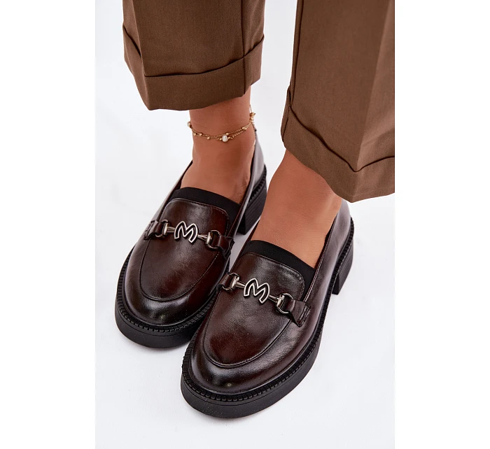 Kožené dámské mokasiny s ozdobným detailem Vinceza 39985 Čokoládové Kožené dámské mokasiny s ozdobným detailem Vinceza 39985 Čokoládové