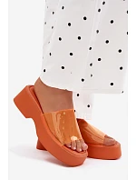 Dámské sandály na platformě s průhledným páskem Oranžové Selestia