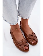 Kožené síťované baleríny Maciejka P7540-29 Hnědé