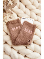 Dětské kožešinové ponožky s hnědými medvídky