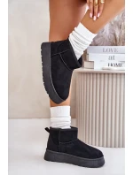 Nízké dámské sněhule na platformě zateplené kožíškem černé Saldren Nízké dámské sněhule na platformě zateplené kožíškem černé Saldren