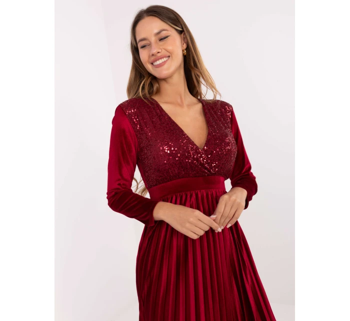 Dámské společenské šaty IT SK 16919.04P bordó - FPrice