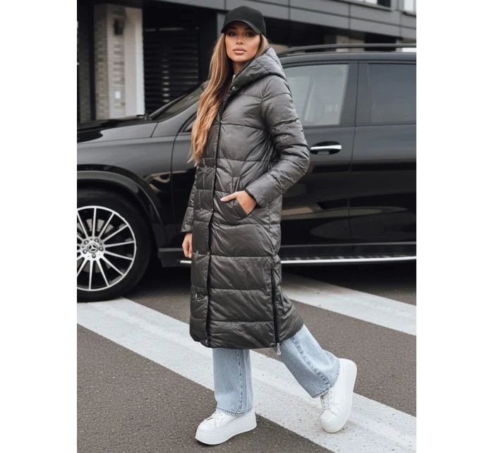 Dámská zimní dlouhá prošívaná bunda s kapucí černá FashionStreet TY5482 Dámská zimní dlouhá prošívaná bunda s kapucí černá FashionStreet TY5482