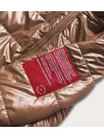 Krátká dámská bunda v karamelové barvě s ozdobným lemováním (B8030-14)
