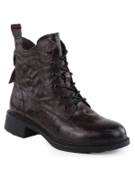 Dámské zateplené kožené boty brown dámské model 21905169 - VINCEZA Dámské zateplené kožené boty brown dámské model 21905169 - VINCEZA