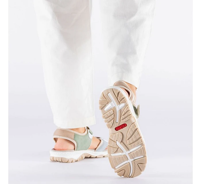 Pohodlné dámské barevné sportovní sandály na suchý zip Rieker 68866-94