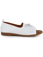 Dámské kožené polobotky s otevřenou špičkou bílé Cambell 19388 Dámské kožené polobotky s otevřenou špičkou bílé Cambell 19388