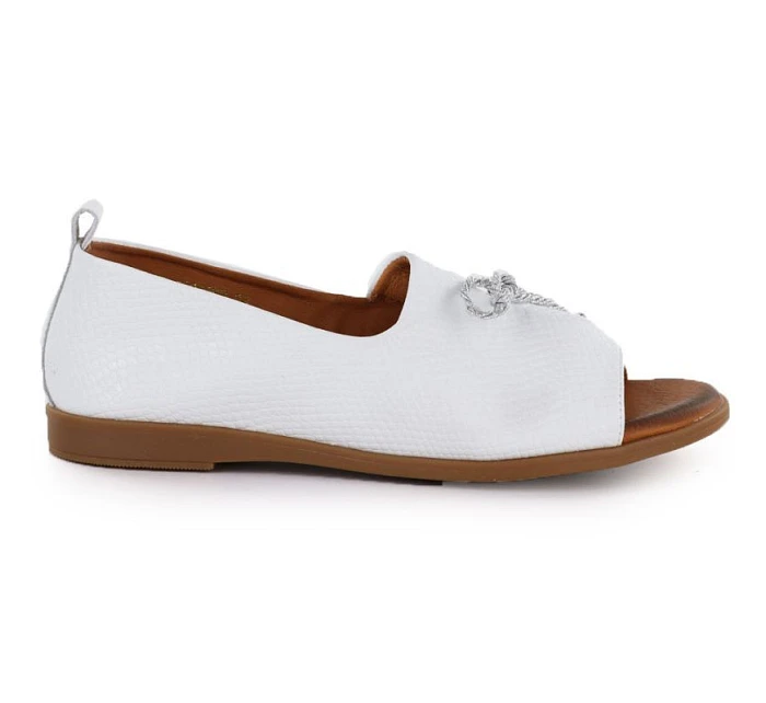 Dámské kožené polobotky s otevřenou špičkou bílé Cambell 19388 Dámské kožené polobotky s otevřenou špičkou bílé Cambell 19388