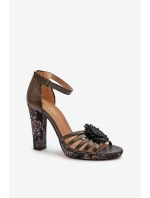 Dámské sandály na podpatku s ozdobou Maciejka 06620-20 grafitové