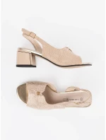 Módní hnědé dámské  sandály na širokém podpatku