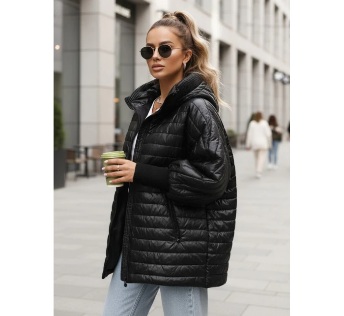 Dámská prošívaná bunda s kapucí černá FashionStreet TY5529