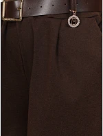 Elegantní dámské šortky s páskem v čokoládové barvě FashionStreet SY0625