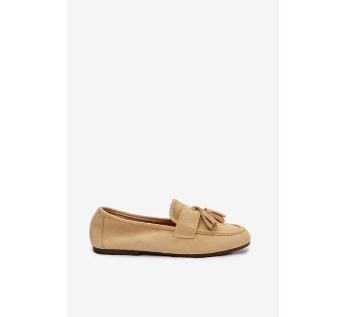 Dámské mokasíny ploché s třásněmi Žluté model 21919055 - Boto