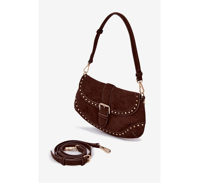 Kožená Eko semišová kabelka s přezkami Clarielle