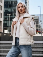 Dámská kožená vesta s ovčí kůží béžová FashionStreet TY5238z
