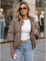 Dámská zimní prošívaná bunda s kapucí, béžová, FashionStreet TY5897 Dámská zimní prošívaná bunda s kapucí, béžová, FashionStreet TY5897