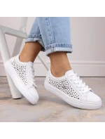 Skórzane buty W białe model 22018131 - Rieker