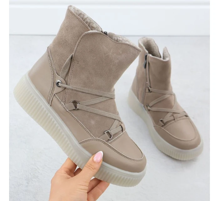 Dámské béžové kožené boty Filippo DBT7162