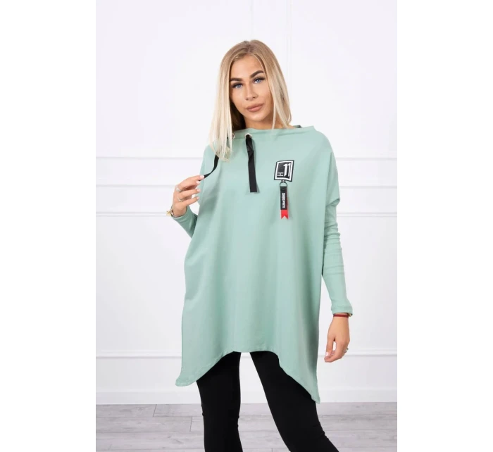 Oversize mikina s asymetrickými boky tmavě mátová