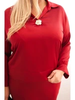 Komplet dámský Plus Size se  a krajkou bordový model 21486204 - K-Fashion