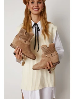 Prolamované dámské jarní boty Béžová Royale