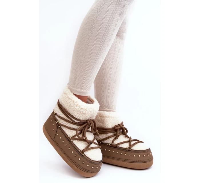 Dámské hnědé zateplené boty do sněhu Rohes