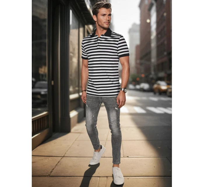 Pánská pruhovaná polokošile bílá FashionStreet PX0642