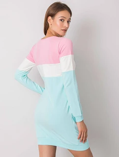Dámská tříbarevná dlouhá mikina s kapsami růžová/ecru/mint (5869)