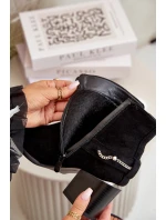 Zateplené dámské boty na podpatku s řetízkem eko semišové černé Hanalen Zateplené dámské boty na podpatku s řetízkem eko semišové černé Hanalen