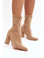 Dámské semišové kotníkové boty s prošitím béžové Rosivelle Dámské semišové kotníkové boty s prošitím béžové Rosivelle