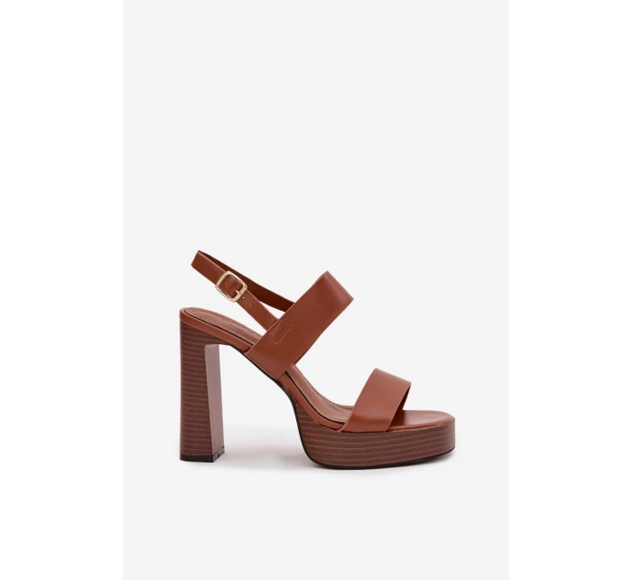 Dámské sandály na podpatku a platformě Eko kůže Camel model 21943444 - Boto Dámské sandály na podpatku a platformě Eko kůže Camel model 21943444 - Boto