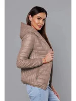 Béžová dámská prošívaná bunda s kapucí (B0123-46)