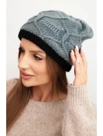 Dámská zimní čepice z vlny s vzorem šedá model 21782983 - K-Fashion Dámská zimní čepice z vlny s vzorem šedá model 21782983 - K-Fashion