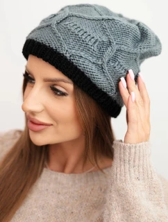 Dámská zimní čepice z vlny s vzorem šedá model 21782983 - K-Fashion