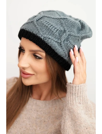 Dámská zimní čepice z vlny s vzorem šedá model 21782983 - K-Fashion Dámská zimní čepice z vlny s vzorem šedá model 21782983 - K-Fashion