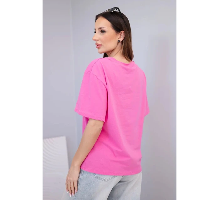 Dámská bavlněná basic halenka s krátkým rukávem růžová Dámská bavlněná basic halenka s krátkým rukávem růžová