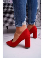 Dámské semišové lodičky na podpatku červené Florena Dámské semišové lodičky na podpatku červené Florena