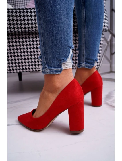Dámské semišové lodičky na podpatku červené Florena Dámské semišové lodičky na podpatku červené Florena
