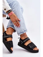 Dámské sandály na suchý zip Big Star model 21610848 Černe - Big Star Shoes Dámské sandály na suchý zip Big Star model 21610848 Černe - Big Star Shoes