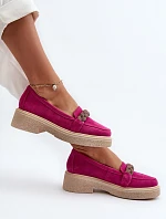 Zazoo 3429/W Dámské semišové mokasíny s ozdobou Fuksie