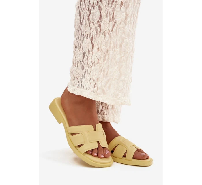 Dámské pantofle na ploché podrážce Žluté Lorania