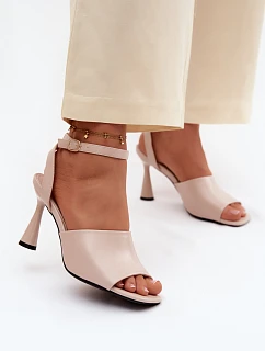 Dámské sandály na podpatku Vinceza 62297 Béžové