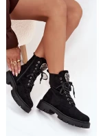 Dámské zateplené workery z eko semiše s bižuterní ozdobou – černé Miryssa Dámské zateplené workery z eko semiše s bižuterní ozdobou – černé Miryssa