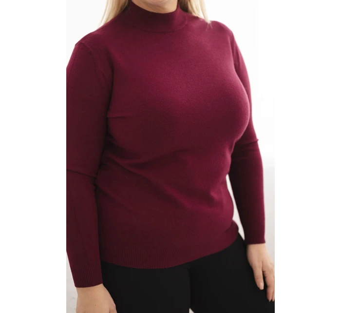 Dámský svetr Plus Size z viskózy s rolákem bordový