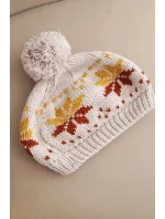 Dámská zimní čepice vlněná s krystaly a vzorem model 21859297 mocca - K-Fashion