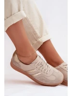 Kožené Dámské Tenisky LR61-7059 Béžové