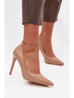 Lakované lodičky z eko kůže tmavě béžové Jonira